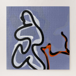 Quebra-cabeça Figura com Feline: Abstrato azul, laranja, B e W