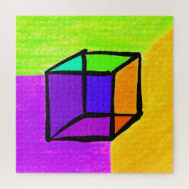 Quebra-cabeça Figura Geométrica desenhada à mão do Cubo Surreal 