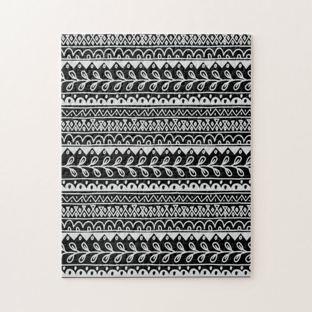 Quebra-cabeça Fileiras de padrões rabiscados em preto e branco (Vertical)