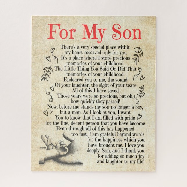 Quebra-cabeça Filho presente | Pelo Meu Filho, Muito Obrigado Po (Vertical)