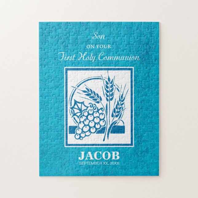 Quebra-cabeça Filho, Primeira Comunhão, Trigo, Uva Azul (Vertical)