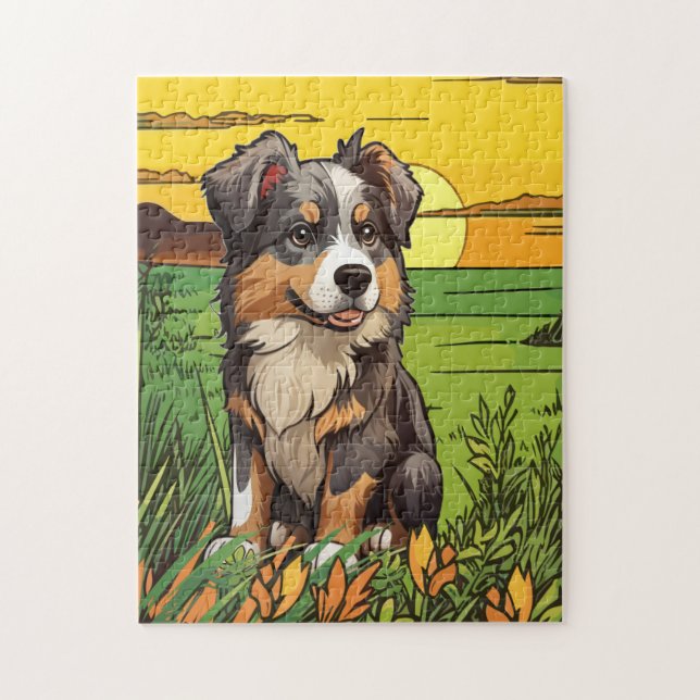 Quebra-cabeça Filhote de Australian Shepherd (Vertical)