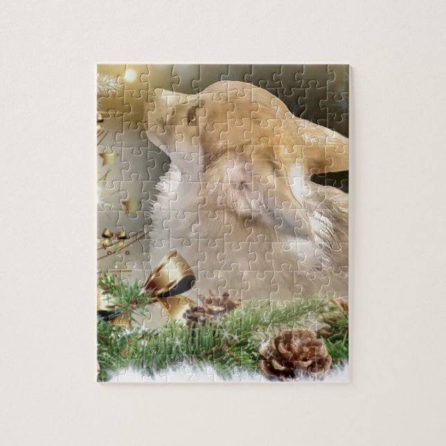 Quebra-cabeça Filhote de cachorro do Corgi do Natal (Vertical)
