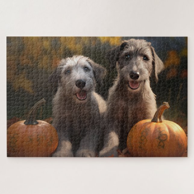 Quebra-cabeça Filhote de Wolfhound Delícia de Outono Abóbora (Horizontal)