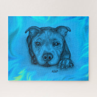 Quebra-cabeça Filhote Staffy Azul