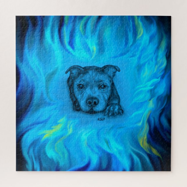Quebra-cabeça Filhote Staffy Azul (Vertical)