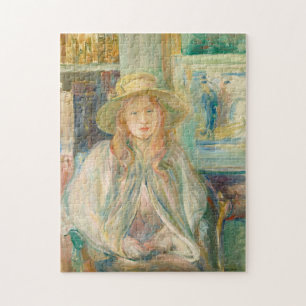 Quebra-cabeça Fillette au Chapeau de Paille   Berthe Morisot