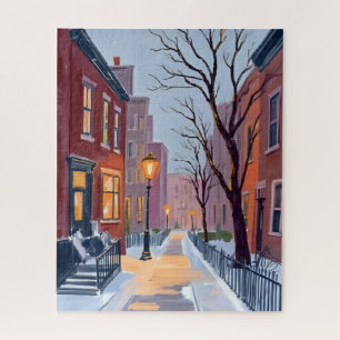 Quebra-cabeça Fim de Norte Inverno Boston Pintura em Aquarela