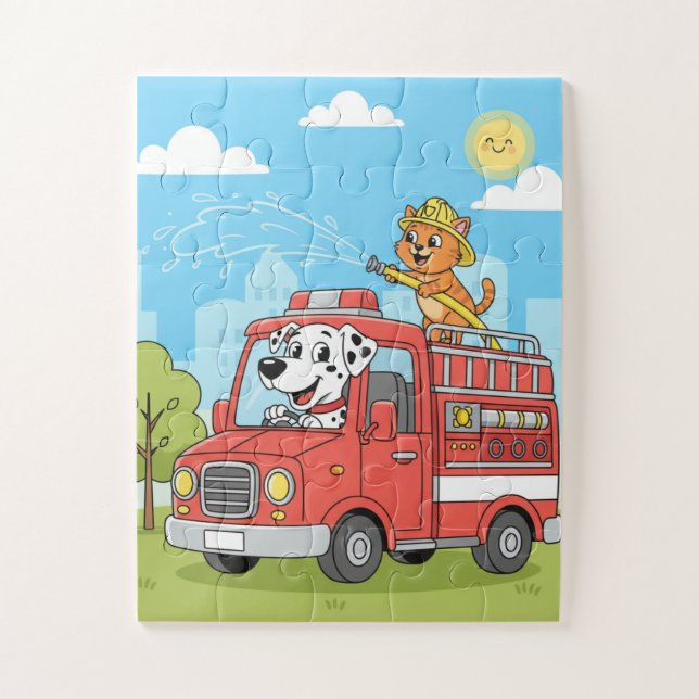 Quebra-cabeça Fire Truck Puzzle for Kids (Vertical)