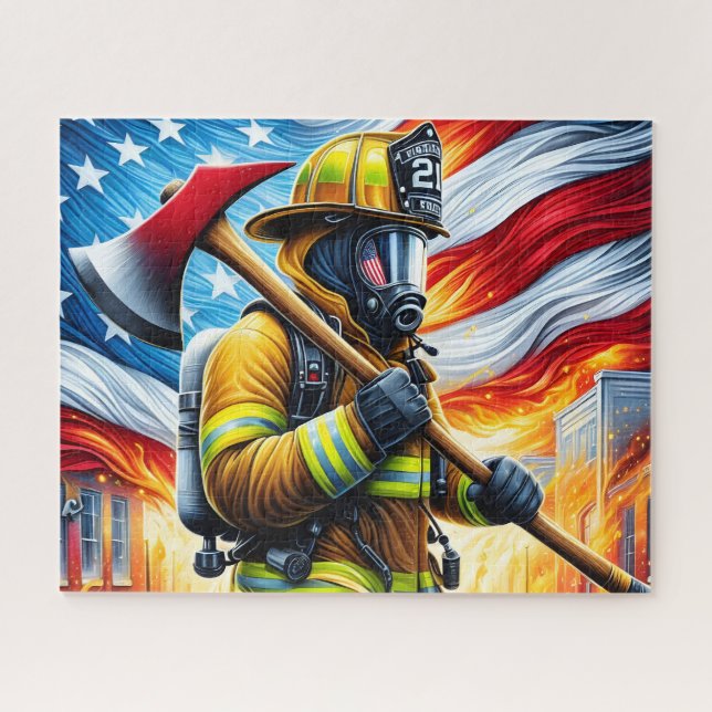 Quebra-cabeça Firefighter American Flag (Horizontal)