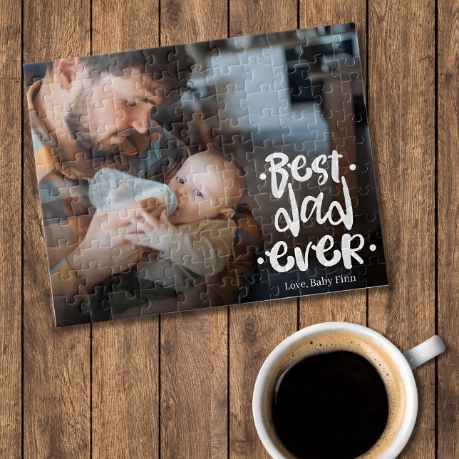 Quebra-cabeça First Father’s Day Custom Photo Gift Best Dad Ever (Criador carregado)