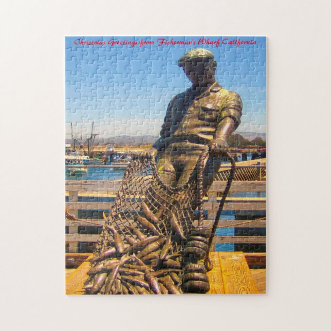 Quebra-cabeça Fisherman's Wharf Califórnia. Saudações de Natal (Vertical)