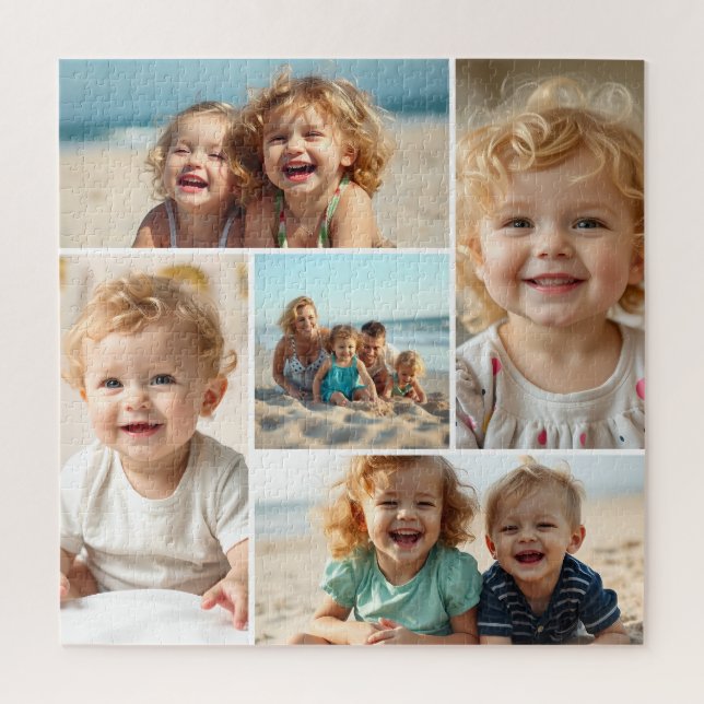 Quebra-cabeça Five Photo Template | Personalized Family Puzzle  (Vertical)