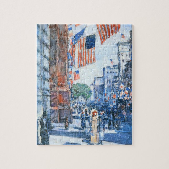Quebra-cabeça Flags Fifth Avenue de Childe Hassam, Arte Antigo (Vertical)