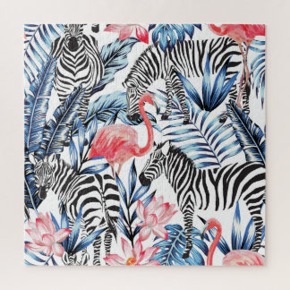 Quebra-cabeça Fláir Tropical: Paraíso Flamingo Zebra