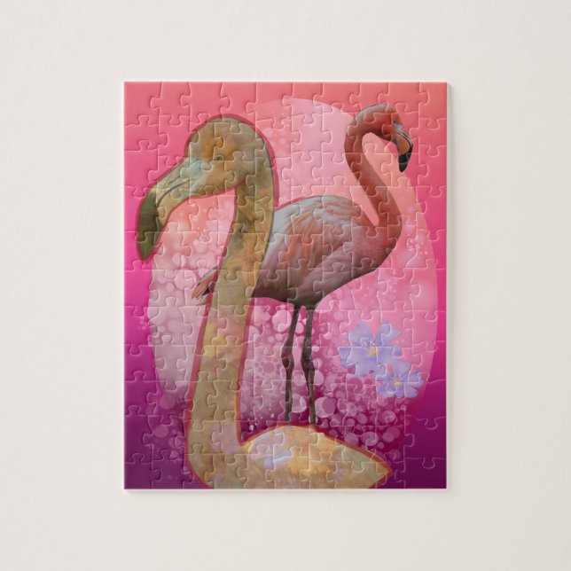 Quebra-cabeça Flamingle Floral Flamingo (Vertical)