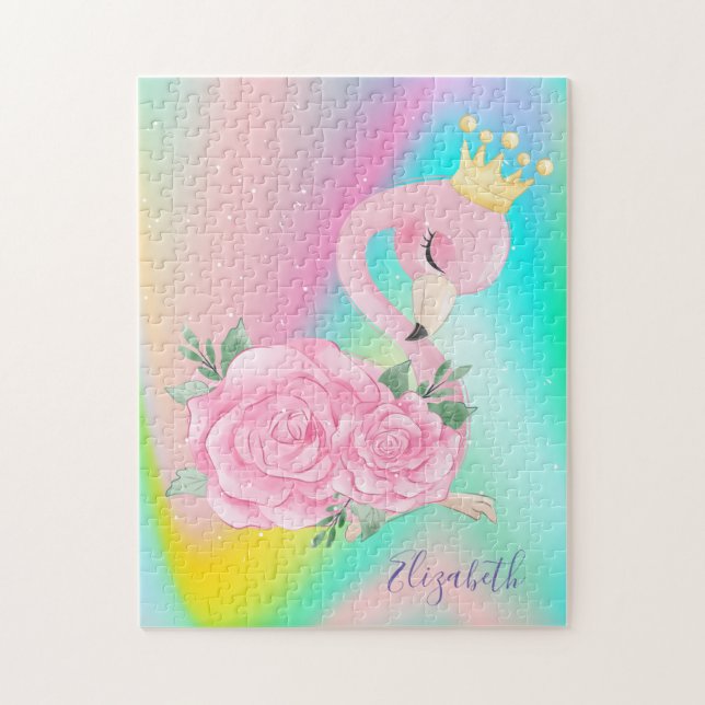 Quebra-cabeça Flamingo abstrato Ombre Colorido (Vertical)