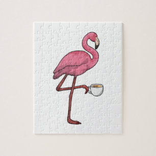 Quebra-cabeça Flamingo com Taça de Café