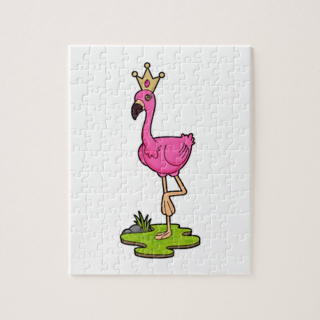 Quebra-cabeça Flamingo como Princesa com Coroa (Vertical)