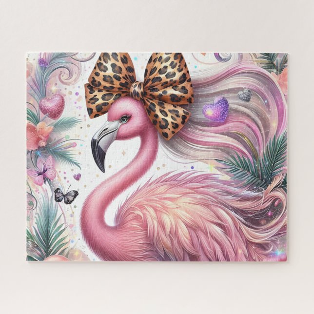 Quebra-cabeça Flamingo de Arco de Leopardo Fofo (Horizontal)