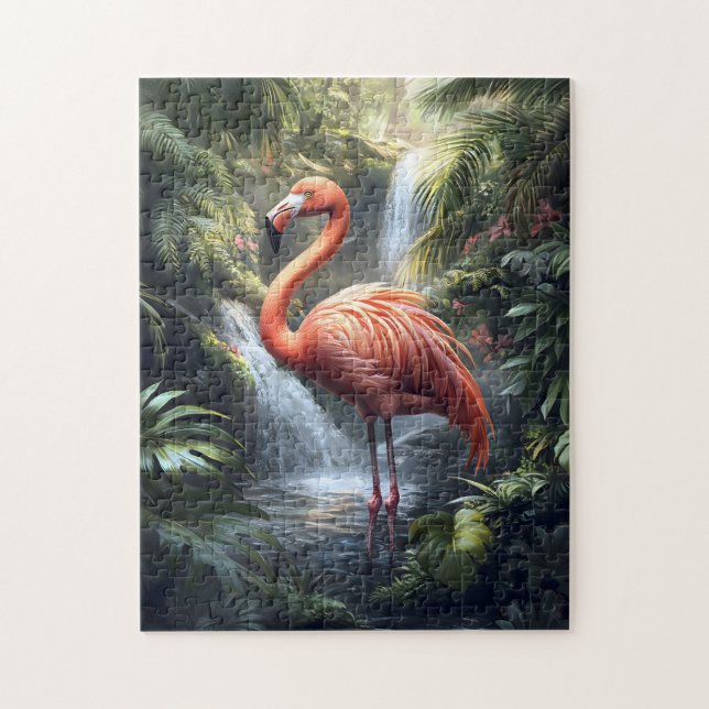 Quebra-cabeça Flamingo e Jungle Waterfall (Vertical)