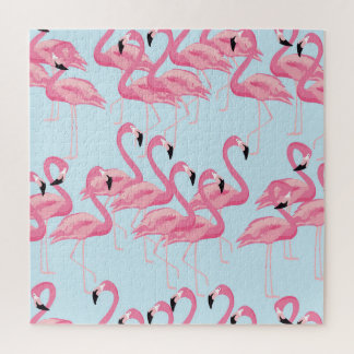 Quebra-cabeça Flamingo Flock: Impressão Tropical Vintage