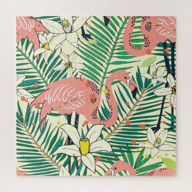 Quebra-cabeça Flamingo Palm Folga: Vintagem Tropical (Vertical)
