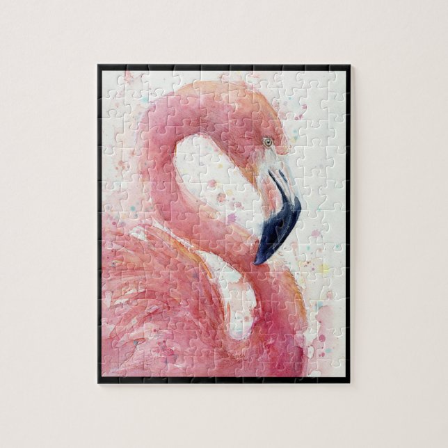 Quebra-cabeça Flamingo Pintado com Aquarela (Vertical)