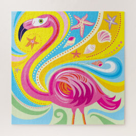 Quebra-cabeça Flamingo Rosa com Estrela do Mar