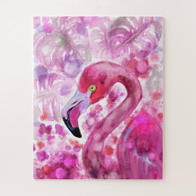 Quebra-cabeça Flamingo Rosa em Mundo Rosa - Belo País Rosa (Vertical)
