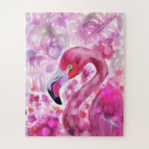 Quebra-cabeça Flamingo rosa no mundo rosa - Bela terra rosa