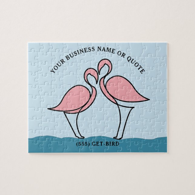 Quebra-cabeça Flamingo Sua Empresa ou Cotação 8" x 10" (Horizontal)
