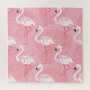 Quebra-cabeça flamingos cor-de-rosa: ilustração da safra.