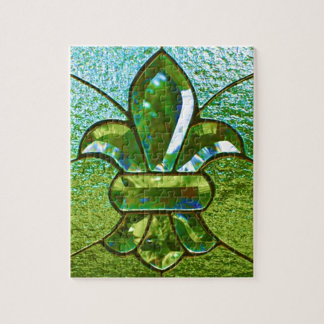 Quebra-cabeça Fleur De Lis, Vidro De Lis, Verde (Vertical)