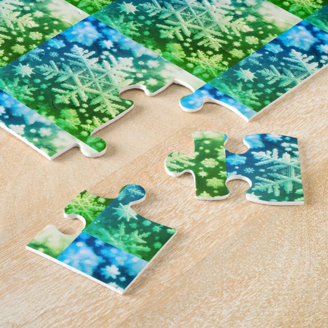 Quebra-cabeça Flocos de neve / Cristais Grossos / Folha Verde /  (Lateral)