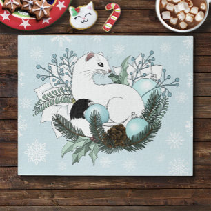 Quebra-cabeça Flocos de Neve do Natal Azul de Arminho Branco