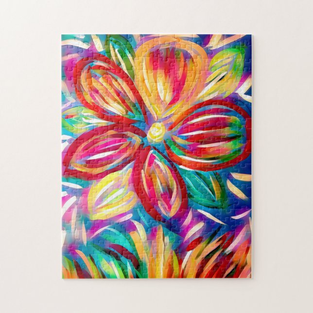 Quebra-cabeça Flor Abstrato colorido | Arco-Íris Personalizado (Vertical)