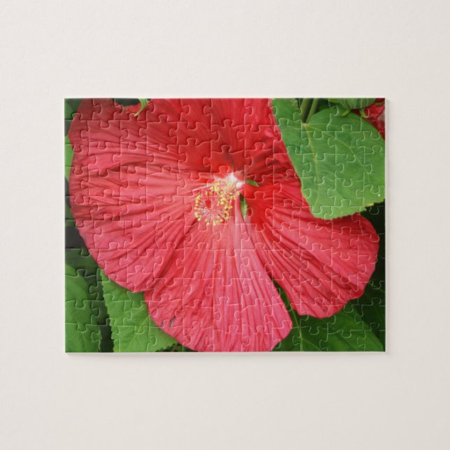 Quebra-cabeça Flor Brilhante Magenta Hibiscus Floral (Horizontal)