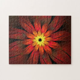 Quebra-cabeça Flor Chrysanthemum Vermelho e Amarelo