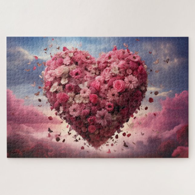 Quebra-cabeça Flor Coração e Borboleta (Horizontal)