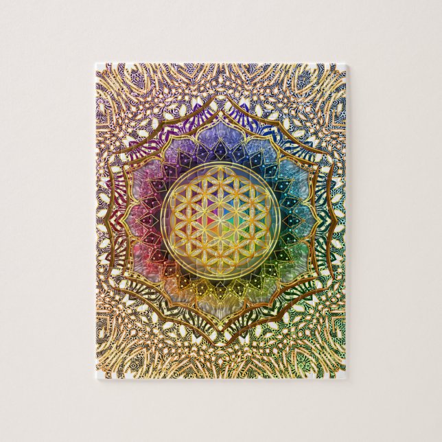 Quebra-cabeça Flor da mandala da meditação da ioga de Lotus OM (Vertical)