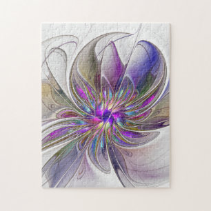 Quebra-cabeça Flor de Arte Abstrato, Enérgica e Colorida