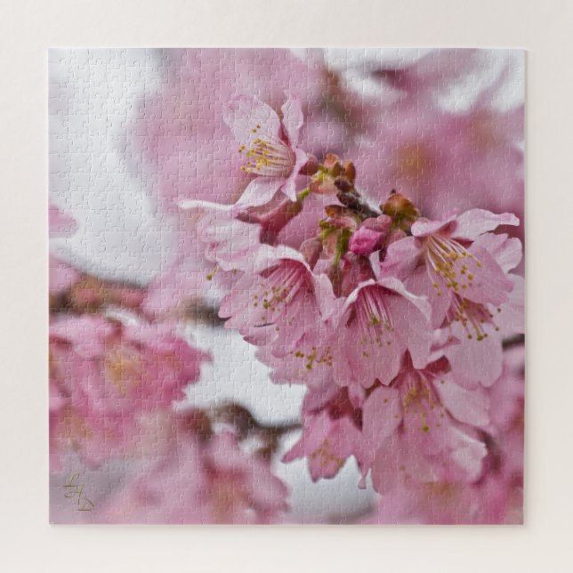 Quebra-cabeça Flor de Cerejeira Sakura Rosa Pálido (Vertical)