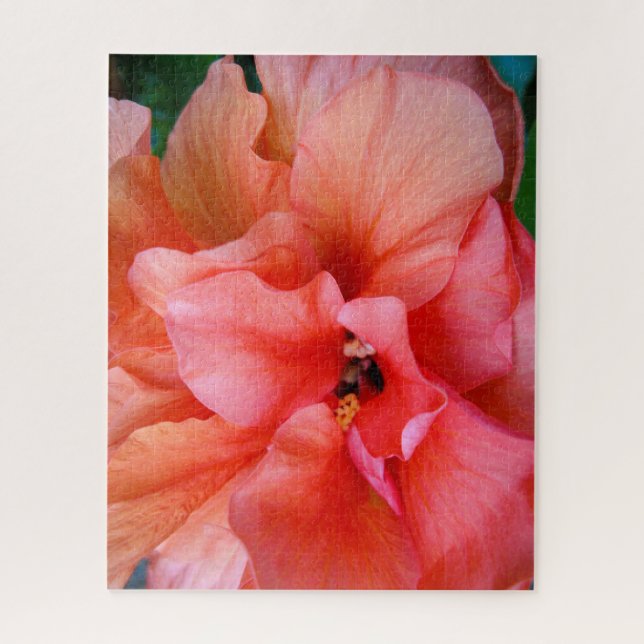 Quebra-cabeça Flor de Hibiscus Coral Tropical (Vertical)