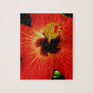 Quebra-cabeça Flor de Hibiscus Vermelho Brilhante