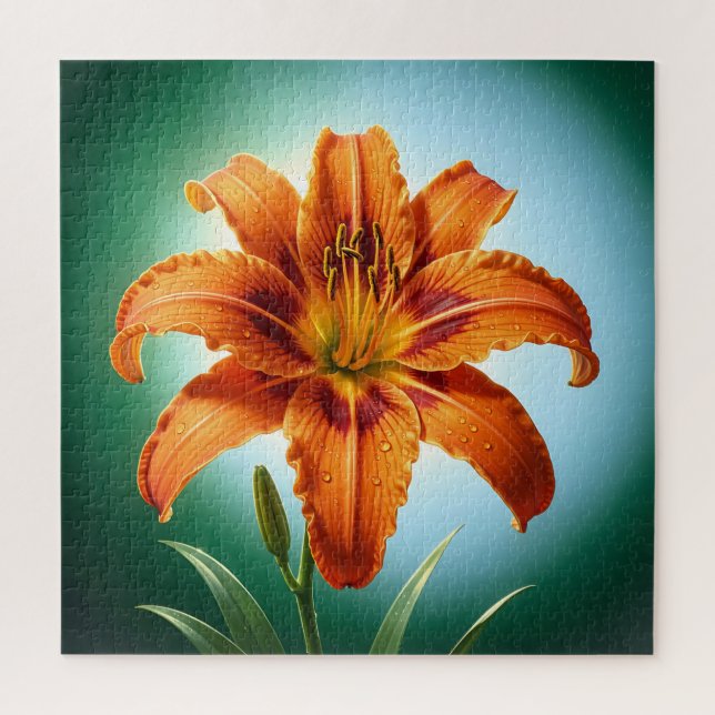 Quebra-cabeça Flor de Lírio Laranja Vibrante em Flor (Vertical)