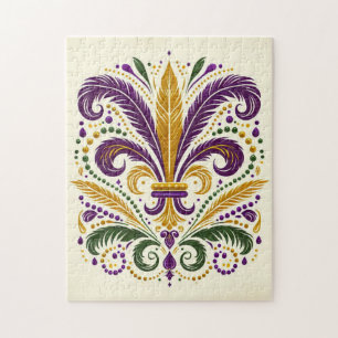 Quebra-cabeça Flor de lis, de cor verde, amarela