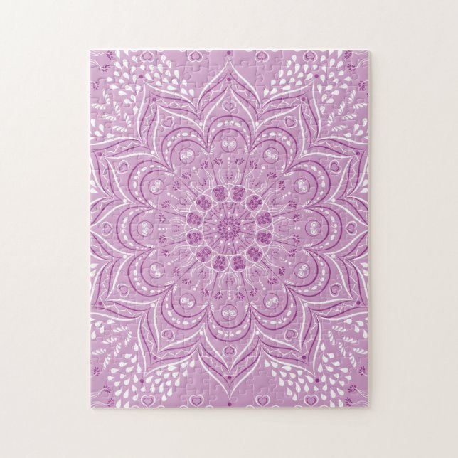 Quebra-cabeça Flor de Lotus Elegante de Mandala Roxo (Vertical)