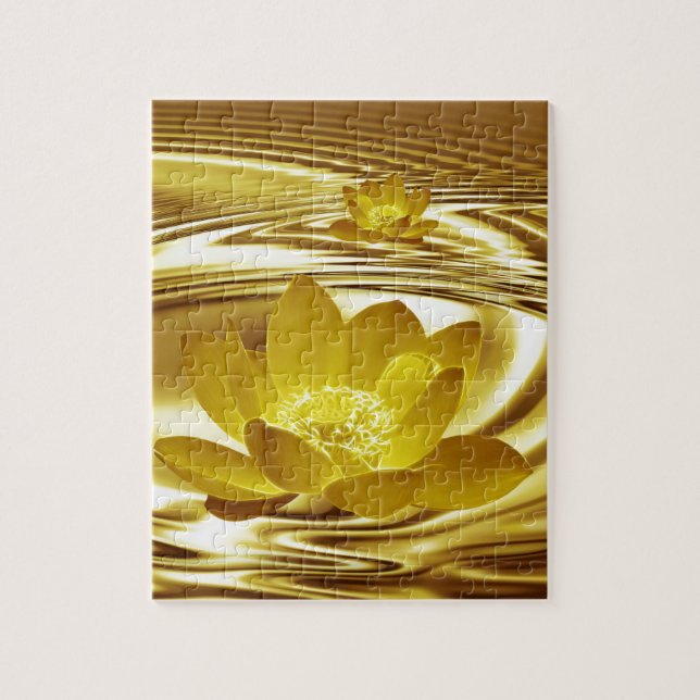 Quebra-cabeça flor de lótus ouro (Vertical)