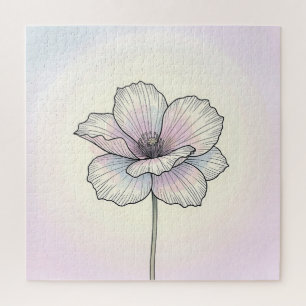 Quebra-cabeça Flor de Papoula Pastel Delicada